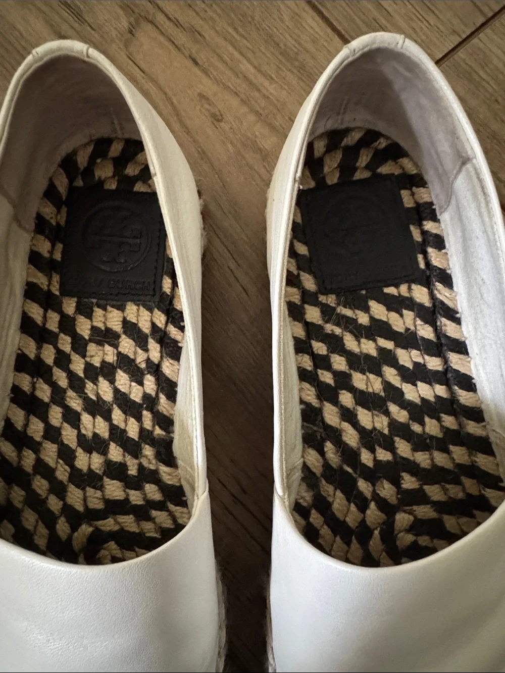 Tory Burch White and Black Women's Espadrilles Slip-Ons